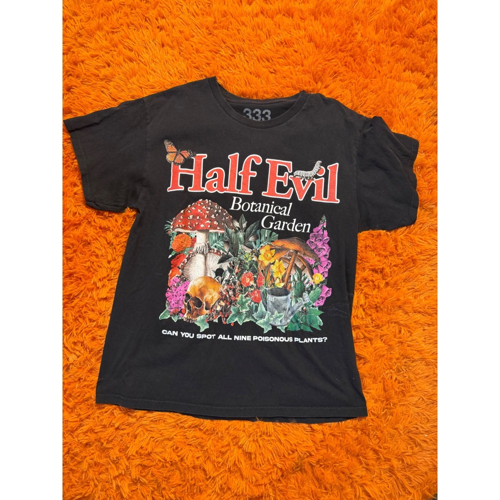 Half Evil 333 Botanical Garden Poisonous Plants Graphic T-Shirt Black Large